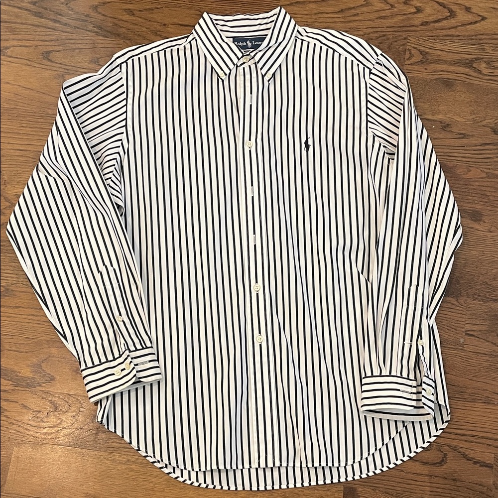 Vintage Polo Ralph Lauren Black and White Striped Shirt